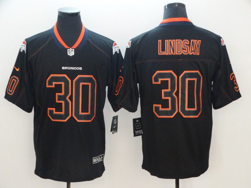 Men Denver Broncos 30 Lindsay Nike Lights Out Black Color Rush Limited NFL Jersey